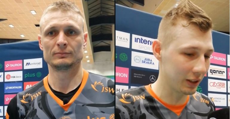 Rafał Szymura i Jurij Gladyr po meczu w Zawierciu